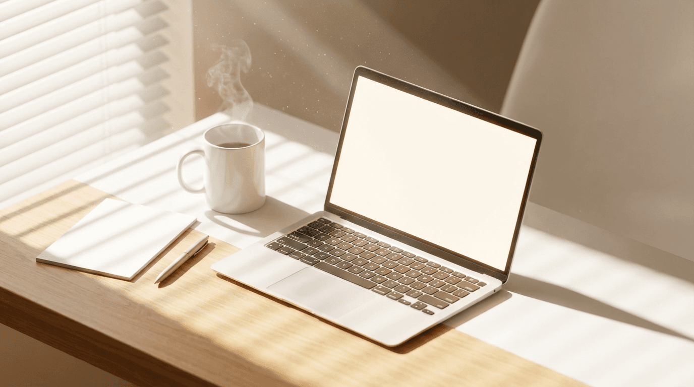 Laptop with analytics dashboard on a wooden desk